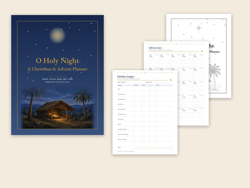 O Holy Night holiday planner pages