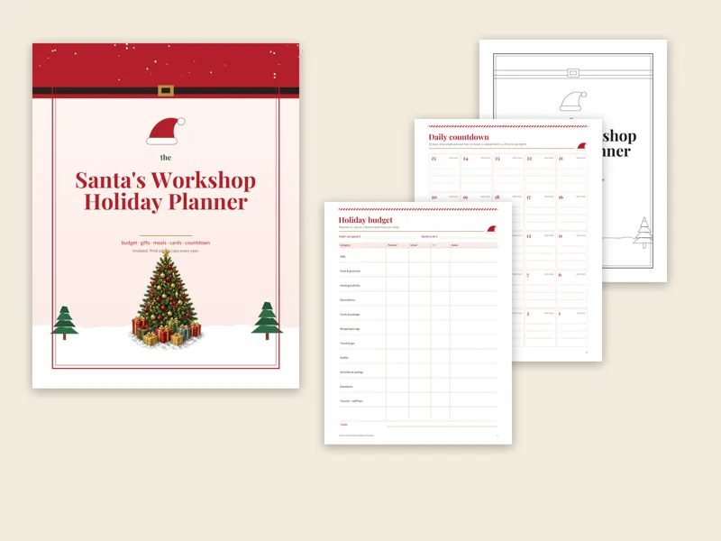 Santa's Workshop holiday planner pages